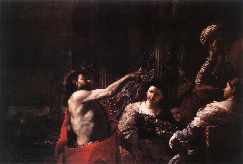PRETI, Mattia St John the Baptist before Herod af Norge oil painting art